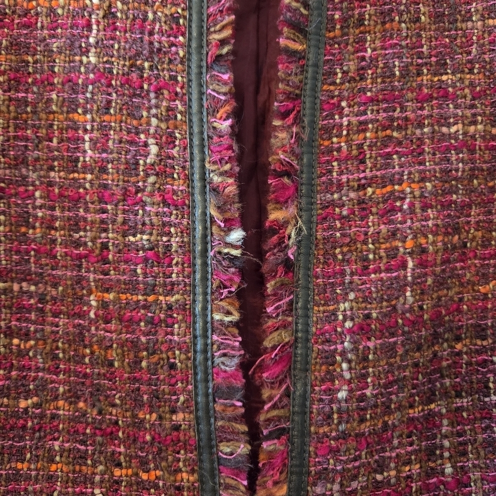 Lafayette 148 Blazer Women's Tweed Wool Collarless Fringe Trim Colorful Size 10 - Picture 9 of 16